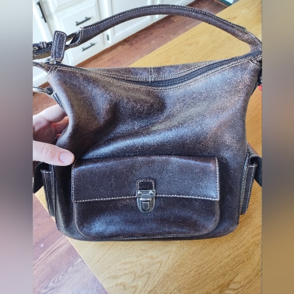 TALBOTS PURSE LEATHER Chocolate Brown Handbag Leather EUC